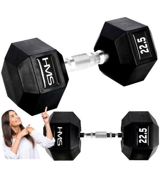 Halter 22,5 kg Hex Pro Gumeeerd - Krachttraining