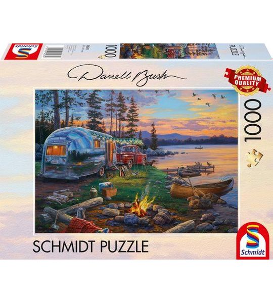 Camping kampvuur aan het meer - 1000 stukjes - Puzzel