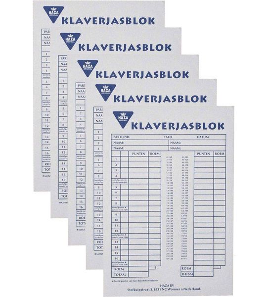 Klaverjasblok - 14.8x21cm met 50 vel - Pak van 5 stuks