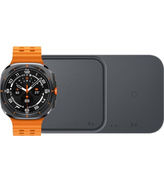 Samsung Galaxy Watch Ultra 4G Grijs/Oranje 47mm + Duo Draadloze Oplader