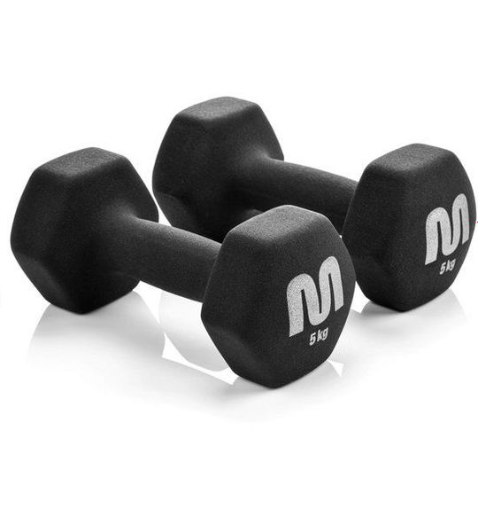 Meteor - Halterset - 2 x 5 kg - Hexagonaal - PVC-coating - Gietijzer
