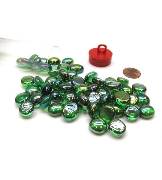 Chessex Glass Gaming Stones - Crystal Green Iridized (40+)