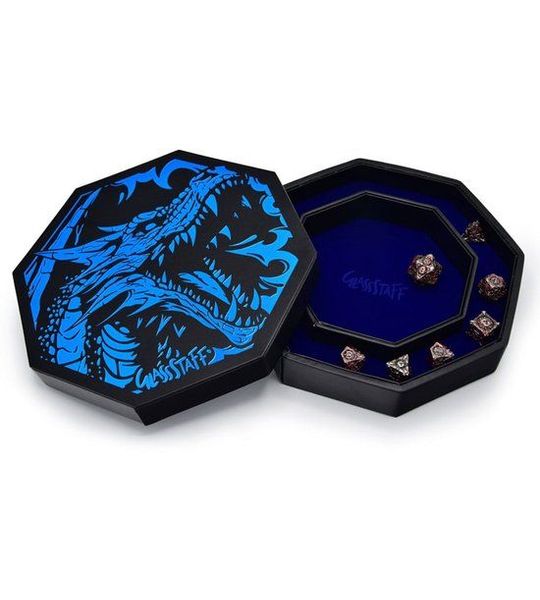 Glassstaff CritStones Arena Dice Tray Blue Dragon and accessories