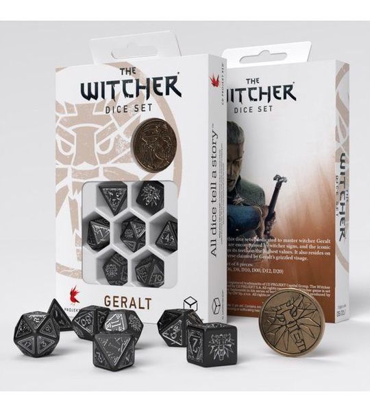 Q-Workshop The Witcher Dice Set - Geralt - Silver Sword (7 pcs + coin)