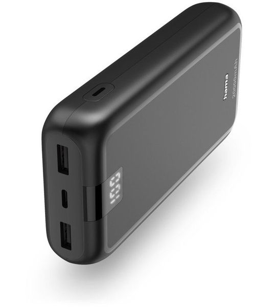 Hama Performance 20 Power Pack 20000 mAh 3 Outputs:USB-C 2x USB-A Powerbank Antraciet