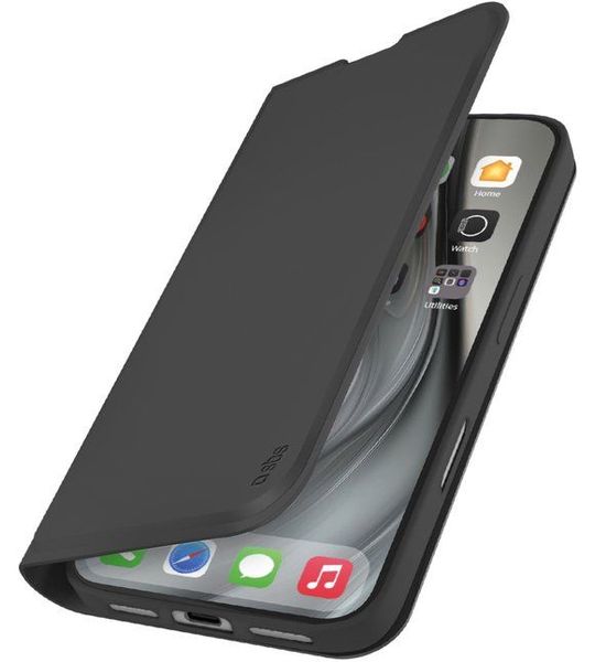 SBS Wallet Smooth Telefoonhoesje Voor Apple iPhone 17 Pro Max Zwart