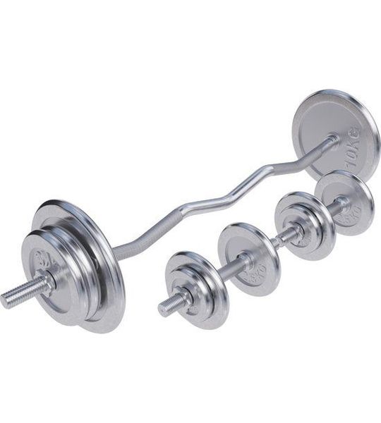 Gorilla Sports EZ-curlset 70 kg Chroom - 30 mm