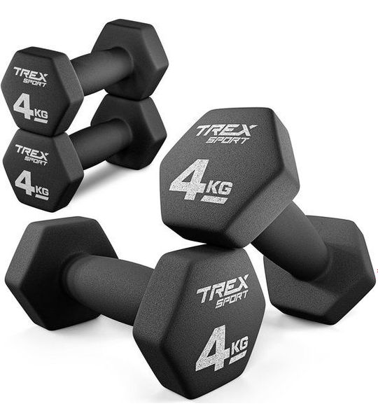 Trex Sport TX-040VD - Dumbbellset - Vinyl - Zeshoekig - 2×4 kg