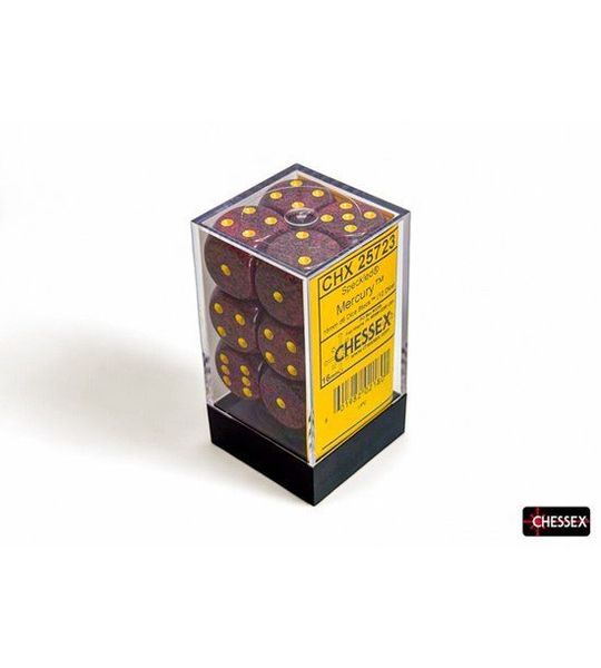 Chessex Mercurius Gespikkeld D6 16mm Dobbelsteen Set (12 stuks)