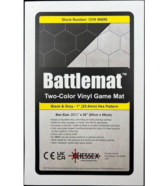 Chessex Reversible Battlemat 1 Inch Hexes Zwart-Grijs AANBIEDING (UL)