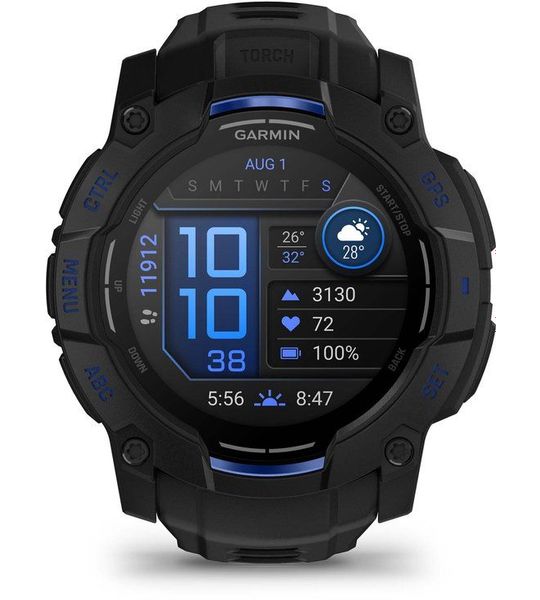 Garmin Instinct 3 50mm Amoled Zwart/blauw Smartwatch Zwart
