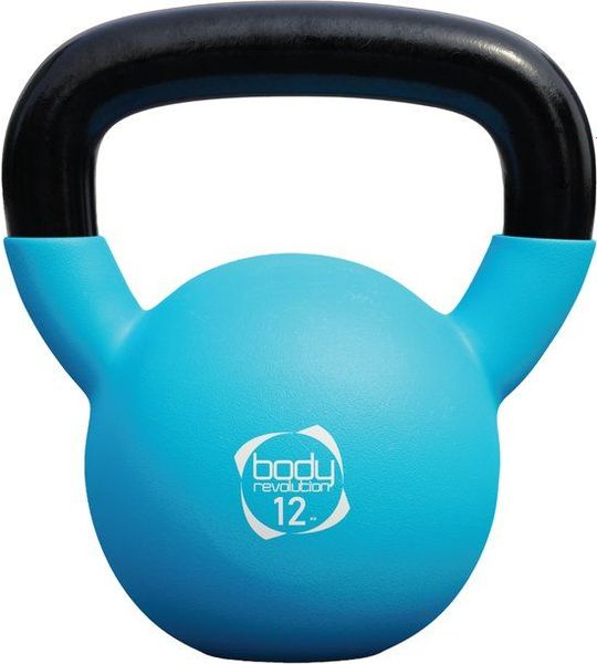 12 kg blauwe kettlebell met platte bodem