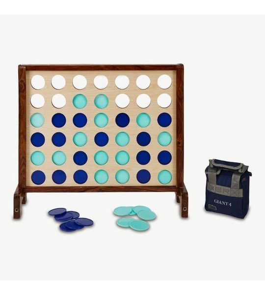 Ubergames - XL Vier-op-een-Rij - Luxe hardhout - 83x63cm - Wielen en Opbergtas