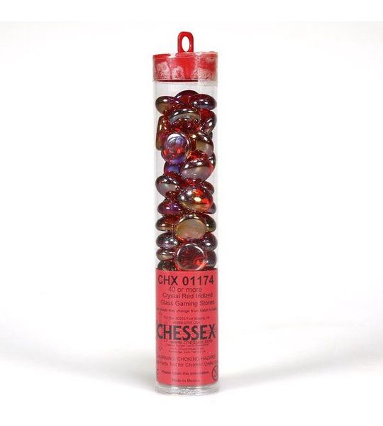 Chessex Glass Gaming Stones - Crystal Red Iridized (40+)