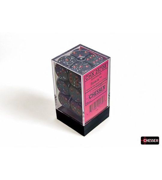 Chessex Space gespikkeld D6 16mm Dobbelsteen Set (12 stuks)