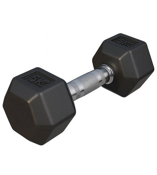 Gorilla Sports Dumbbell - 1 x 5 kg - Gietijzer - Hexagon - Halter