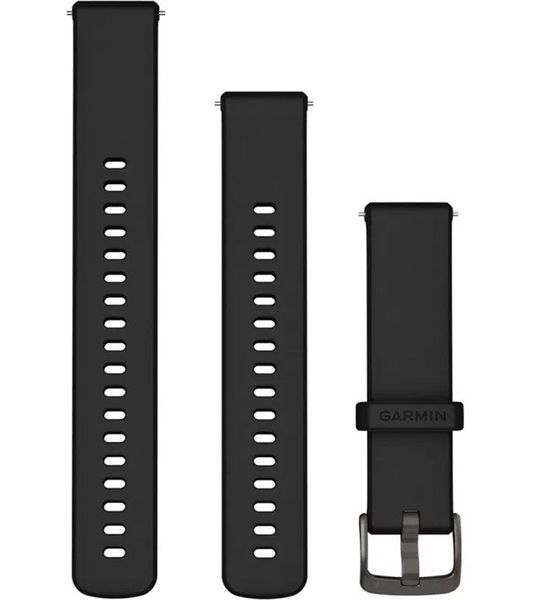 Garmin Siliconen Polsband 20mm Snelsluiting Zwart Met Leigrijze Gesp Horlogebandje Zwart