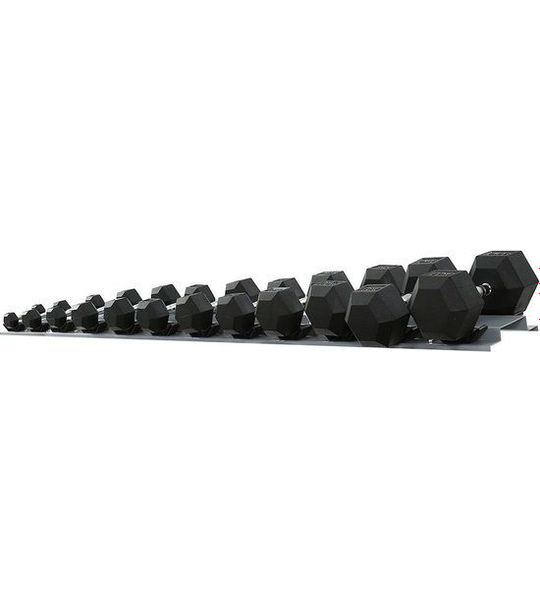 ForzaFit Dumbbell set hexagon - zwart rubber – 12 stuks - 143 kg