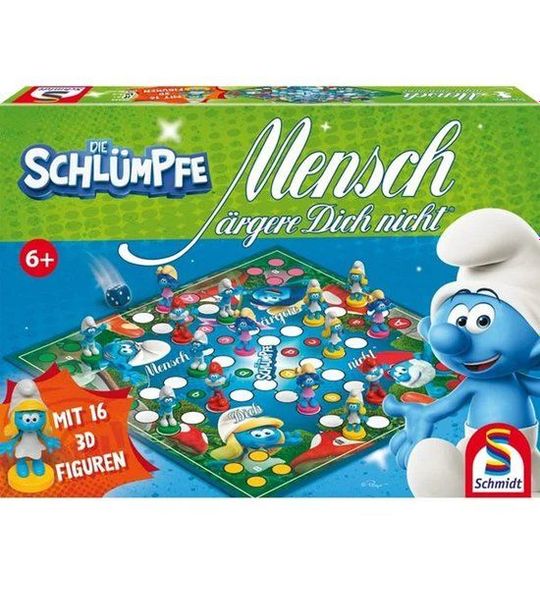 Mens Erger Je Niet Smurfenspel - Duitstalig bordspel met 3D figuren