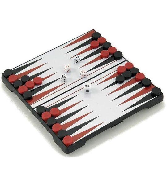 Backgammon casette magnetisch zwart kunststof 20cm
