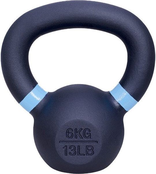 ForzaFit Kettlebell 6 kg - Gietijzer Kettle bell - Zwart met Lichtblauw - 13 LB
