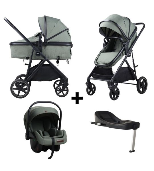 Kinderwagen Novi Baby® Jaxx V2 4-in-1 Green Melange met Isofixbase