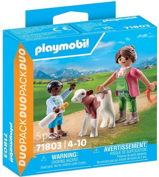 PLAYMOBIL - 71803 - Boer en kind met kalf