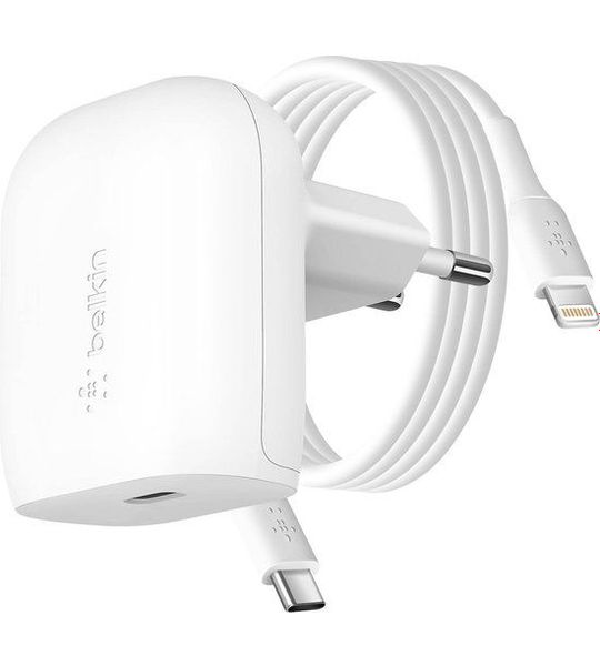 Belkin Boostcharge 30 Watt Usb-c Wall Charger + Usb-c-naar-lightning-kabel Wit