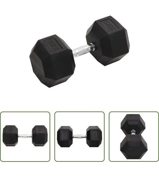 The Living Store Dumbbell Rubbercoating - Halter - 30 kg - Multifunctioneel