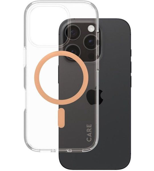 CARE Flagship Case Urban Combat Met Perzik Magsafe Telefoonhoesje Voor Apple Iphone 2024 6.1'' Pro Transparant