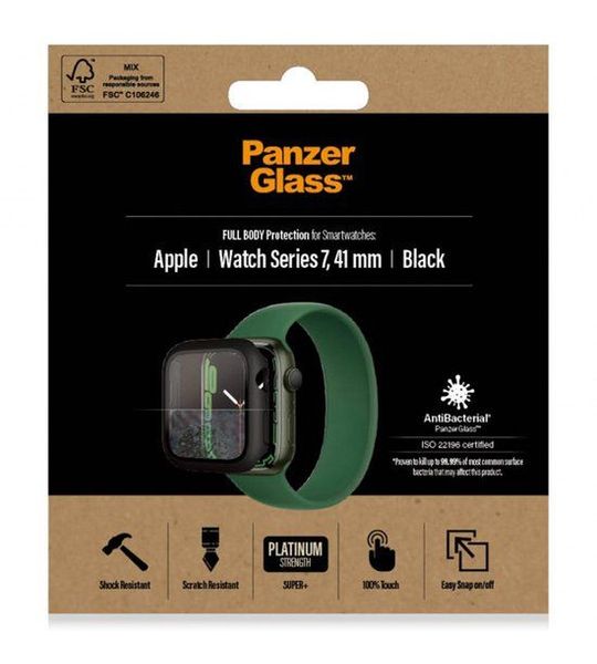 PanzerGlass Antibacteriële Full Body Screenprotector Apple Watch Series 7 41 mm Zwart