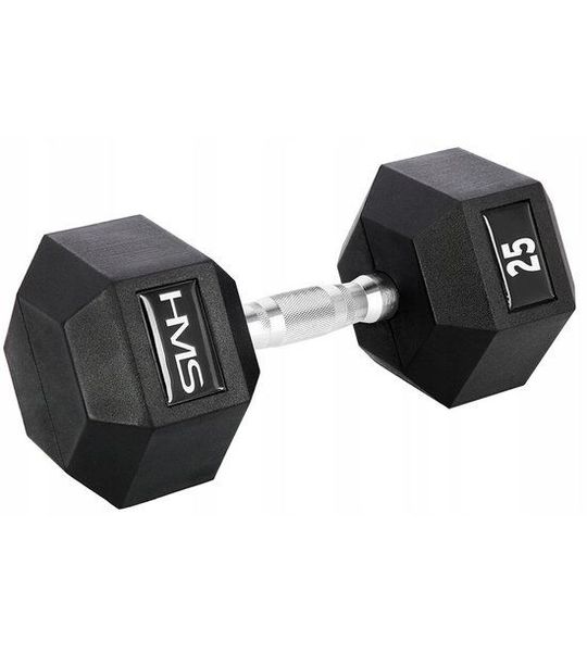 HMS HEX PRO Rubber Dumbbell 25 kg - Krachttraining & Fitness