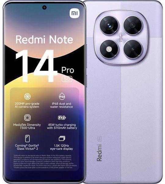 Xiaomi Redmi Note 14 Pro -5g - 256gb Lavender Paars 256 Gb