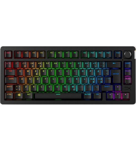 HyperX Alloy Rise Iso Qwerty Via Kabel En Draadloos Toetsenbord Zwart