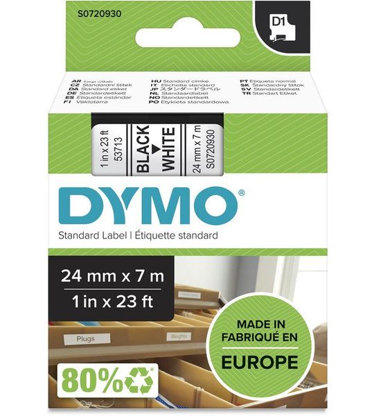 Dymo D1 zwart op wit 24mm zwart