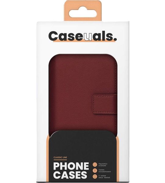 Caseuals Genuine Leather Wallet Bookcase Telefoonhoesje Voor Samsung Galaxy A35 5g Rood