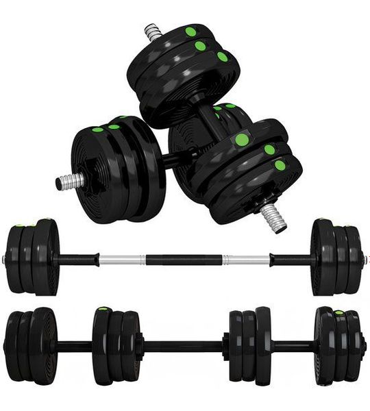 SPORTNOW Halterstang Set Staal, Kunststof 105L x 20B x 20H cm Zwart+Groen