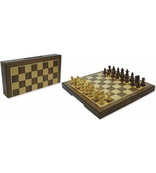 Schaakcassette Magnetisch Walnoot 23x23x2 cm