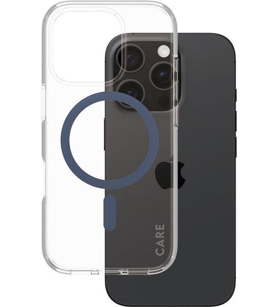 CARE Flagship Case Urban Combat Met Blauw Magsafe Telefoonhoesje Voor Apple Iphone 2024 6.1'' Pro Transparant