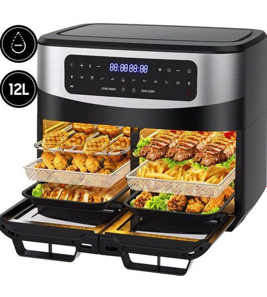 XXL Dual Zone Airfryer 12L – 2600W – Met Kijkvenster & 10 Programma’s
