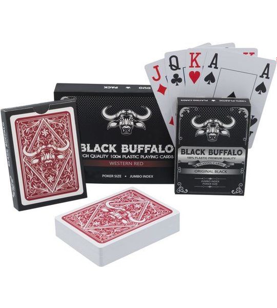 Black Buffalo Pokerkaarten - 100% Plastic & Waterdicht - 2 kaartspellen
