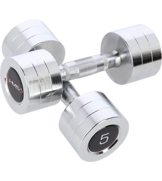 HMS CHD Serie - Verchroomde Hantels - 5 kg - Radeer Greep - Anti-Slip