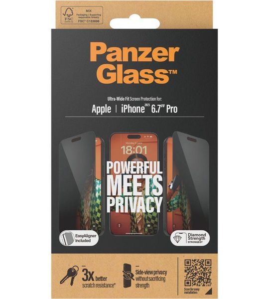 PanzerGlass Ultra-Wide Fit Apple iPhone 15 Pro Max Privacy Screenprotector Glas