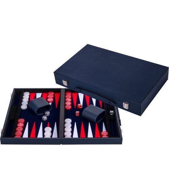 Backgammon 18" rood & wit in kunstlederen koffer - Longfield