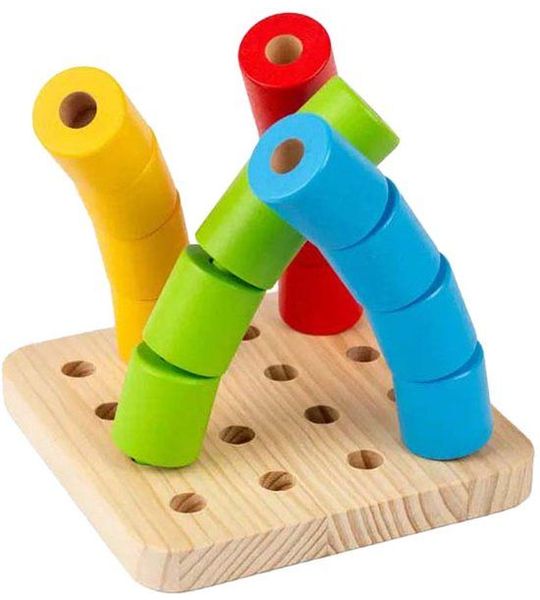Bigjigs Houten Wankel-pinnenbord, 17dlg.