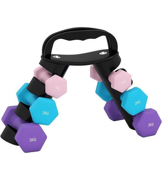 Sportnow Halterset-Metaal, kunststof-42L x 10B x 30H cm-Roze+Lichtblauw+Lila