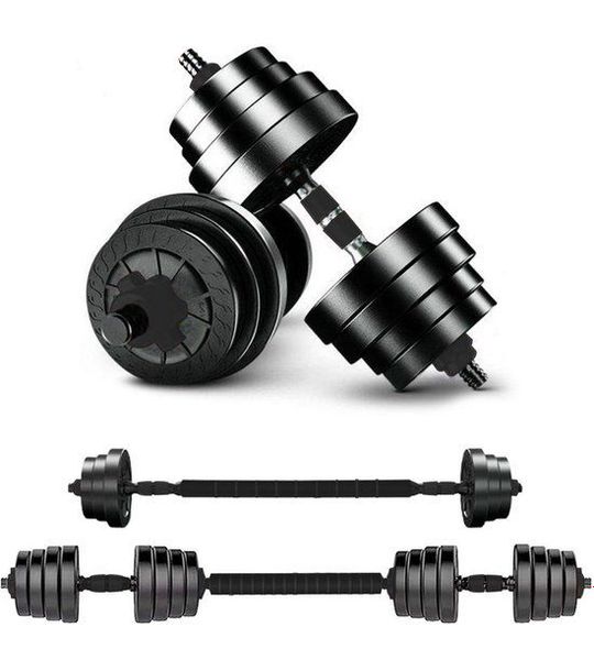 Viper Sports verstelbare dumbbell set tot 40 kg - Halterset – Professionele 2-in-1 halterset gewichten - Gebruiksvriendelijke fitness stang – Zwart