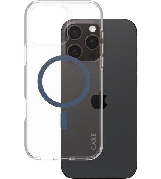 CARE Flagship Case Urban Combat Met Blauw Magsafe Telefoonhoesje Voor Apple Iphone 2024 6.7'' Pro Transparant