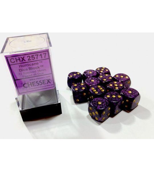 Chessex Hurricane Gespikkelde D6 16mm Dobbelsteen Set (12 stuks)