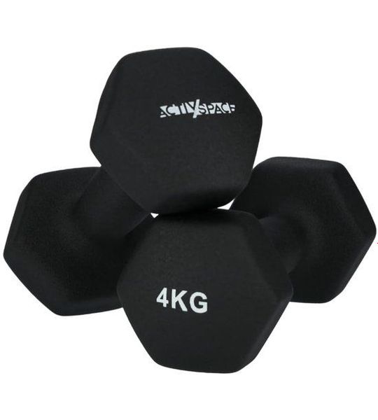 ACTIV SPACE - Neopreen Dumbbells - 2x4kg - Antislip - Zwart